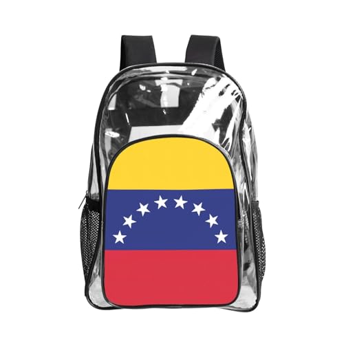 JBJGKHLP Mochila transparente unisex con estampado de bandera de Venezuela para festivales, escuela, senderismo, trabajo al aire libre, viajes