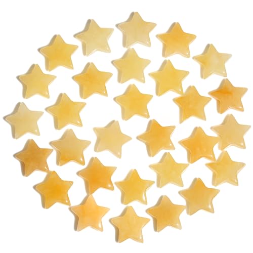QINJIEJIE 20 PCS Citrine Crystals Star Stone Healing Crystal Set Mini Crystal Bulk Polished Stone Star Gemstones Wholesale for Meditation Energy Balancing Crystal Gifts Stocking Stuffers for Women