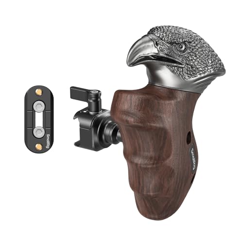 Image of SmallRig Rotating Left-Side Wooden Handle with NATO Clamp & NATO Rail, 360 Angle Adjustment, 15 kg /33 lb Load Capacity, Ergonomic Grip