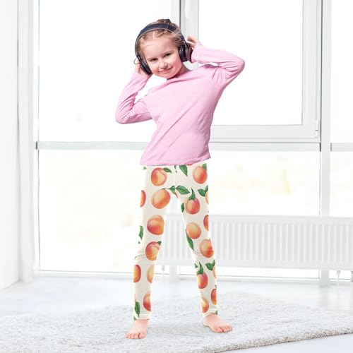 Wusikd Peaches Fruits Girls' Leggings Toddler Doodles Kids Yoga Pants Dance Active Tights 4T4