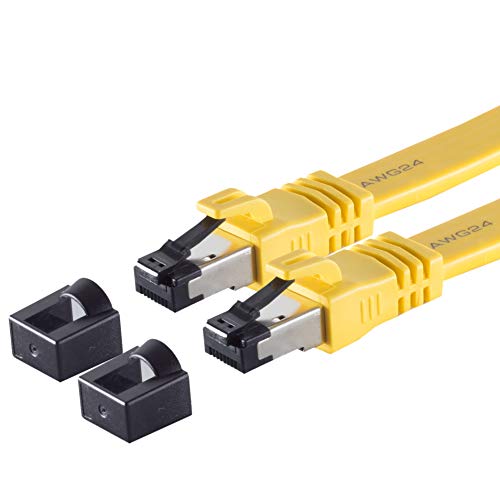 Câble patch Cat8.1 plat jaune 5m pour un réseau haut de gamme