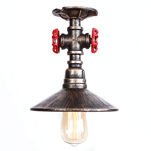 Vintage Deckenlampe Industrie Rohr Deckenleuchte Metall Schatten Deckenbeleuchtung Retro Rustikale Deckenleuchten Decorative Landhaus Leuchte für Wohnzimmer Schlafzimmer (Birnen eingeschlossen),A Cover