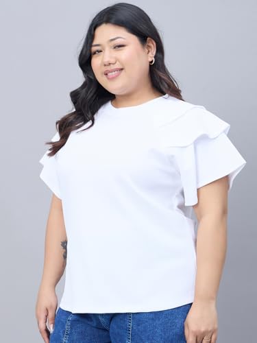 Top blanc en maille polyester pour femme Style Quotient Plus