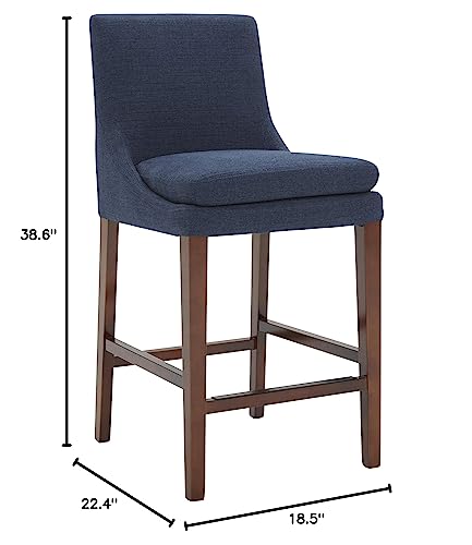 Amazon Brand – Stone & Beam Elise Upholstered Counter-Height Barstool, 38.6"H, Midnight Blue #TOP7