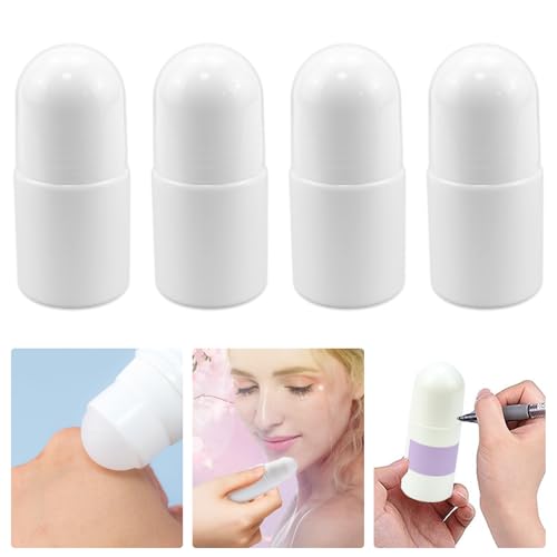DTYGUIXE Botella Roll On Rellanable, 4 Botellas con Roll On de 30 ml con Estiquetas Adhesivas Envases Rollo On para Aceites Esenciales Botes Roll On de Plástico Vacíos para Aromaterapia Desodorante