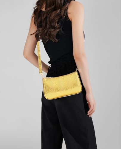 Image of Shoulder Bag for Women Retro Vegan Leather Classic Clutch Tote HandBags Purses with Zipper Closure