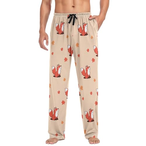 Men's Sleepwear Cute Fox Plant Orange Pajama Pants for Men 23039783