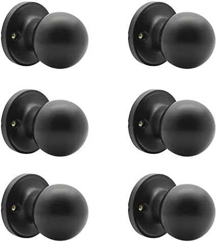 knobelite (6 Pack Round Black Single Dummy Door Knobs, Individual Non-Turning Dummy Door Knob Single Side, Interior Door Knobs, Easy Installation