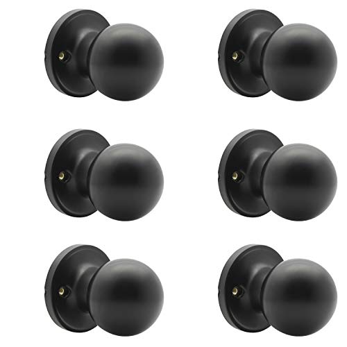 Knobelite (6 Pack Round Black Single Dummy Door Knobs, Individual Non-Turning Dummy Door Knob Single Side, Interior Door Knobs, Easy Installation #TOP2