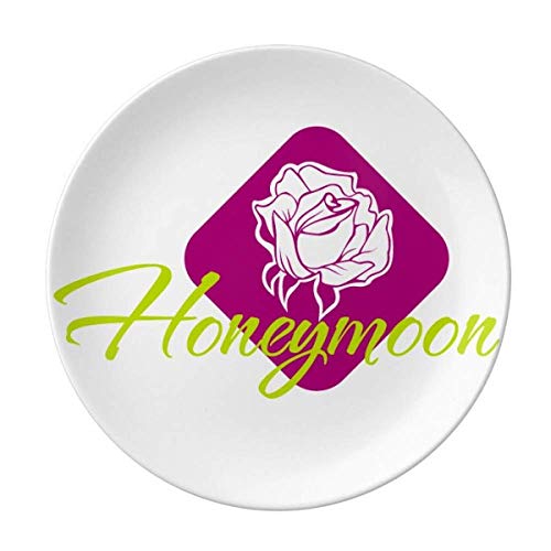 Rose Love Sweet Moon Assiette décorative en porcelaine