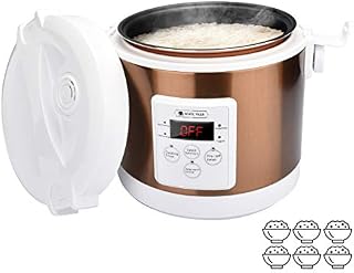 HOMCORT 2.0L Small Rice Cooker, 25 Minutes Fast Cooking with Keep Warm Function, 3 Cups for 2-4 People (Gold)