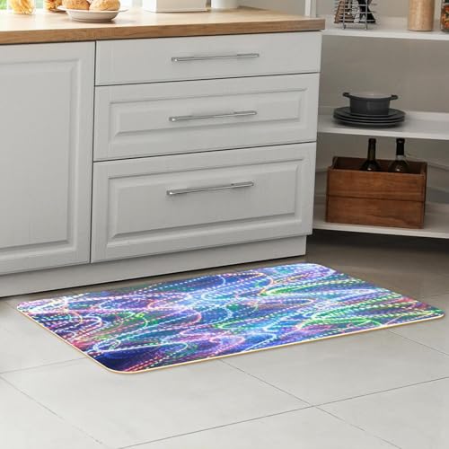 2 tapetes de cocina VAPOKF con luz curva alfombras fluorescentes lavables para pasillo 7