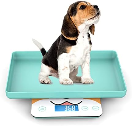 Newborn Pet Scale for Puppy and Kitten, Pet Scale with Detachable Tray for Dog Whelping Nursing, Weigh Pets Baby in Grams, 33lbs (±0.03oz), Size 11"x 9" Inch (Robin-Egg Blue)