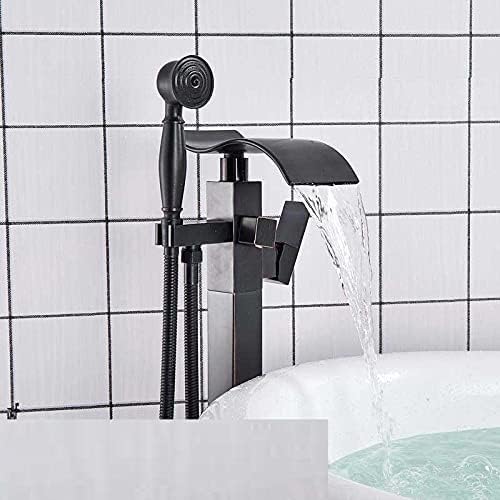 Ensemble de douche de bain carré en laiton avec mitigeur cascade sur pied