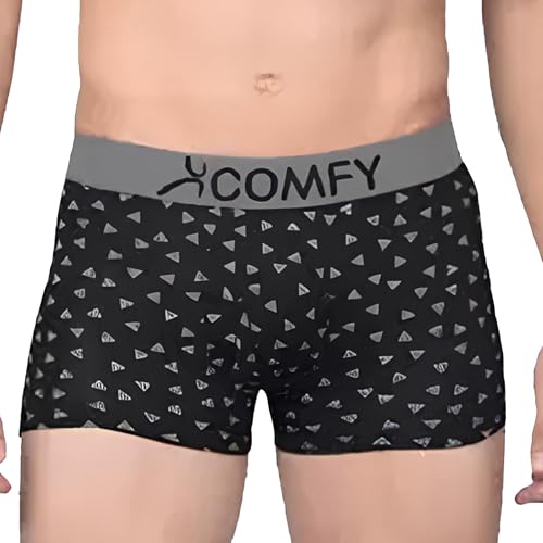 Image of Amul Comfy Printed Spandex Trunk for Men | 95% Cotton 5% Spandex | Super Combed Cotton Stretch Fabric | Outer Elastic Comfort Fit | Soft Hand Feel | No Marks Waistband | Color May Vary