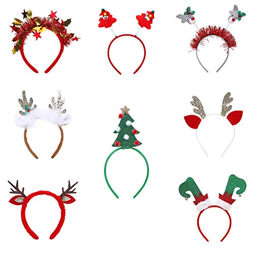 2-8 Pcs Halloween Headband & Christmas Headband, Halloween Pumpkin Spider Headbands, Christmas Reindeer Xmas Tree Hair Hoop, Party Supplies, Cosplay, Photo Booth(Fit All Size ) (N STYLE)