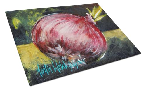 Caroline's Treasures MW1092LCB Vegetables - Onion One-Yun Glass Cutting Board Large Decorative Tempered Glass Kitchen Cutting and Serving Board Large Size Chopping Board