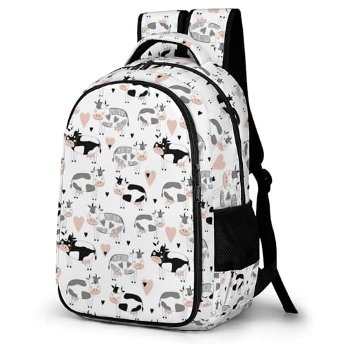 Sac à dos camping avec poches de rangement et design vache mignonne contre le désordre