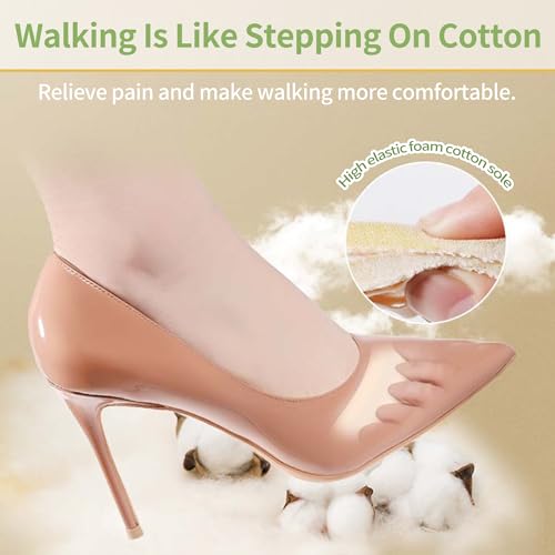 Image of SooGree Honeycomb Fabric Forefoot Pads, Invisible Metatarsal Socks Pads,Reusable Forefoot Pads Ball of Foot Cushions for Relieving Foot Fatigue (4 Pairs Beige+1 Pairs Black)