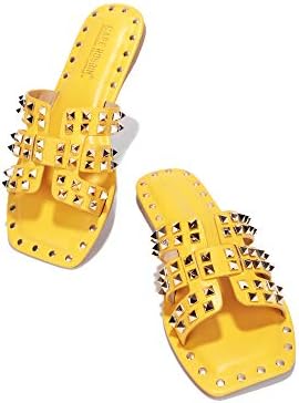 yellow studded sandals