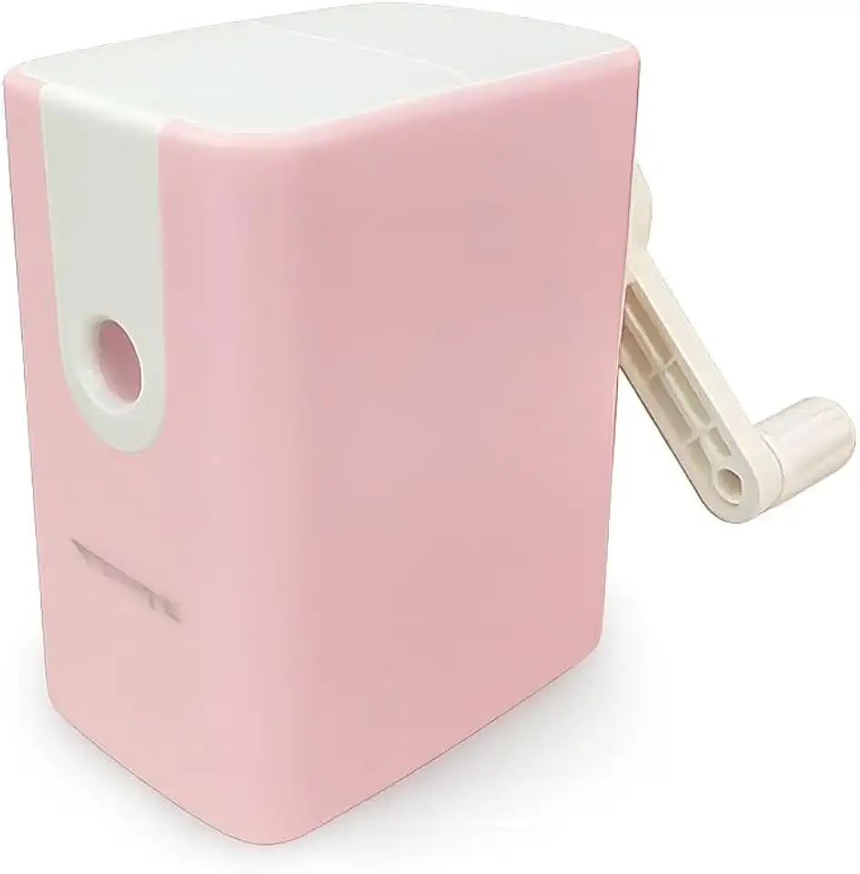 Apontador com Manivela Manual de Mesa Depósito Grande para Escritório Escola e Casa Professores Alunos Alta Precisão e Durabilidade (Rosa)