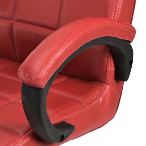 Image of GOYALSON Modern Mesh Guest Chair with Armrests Comfortable Reception Visitor Seating for Office or Home (2, Red, Double Pipe Chrome Steel Frame)