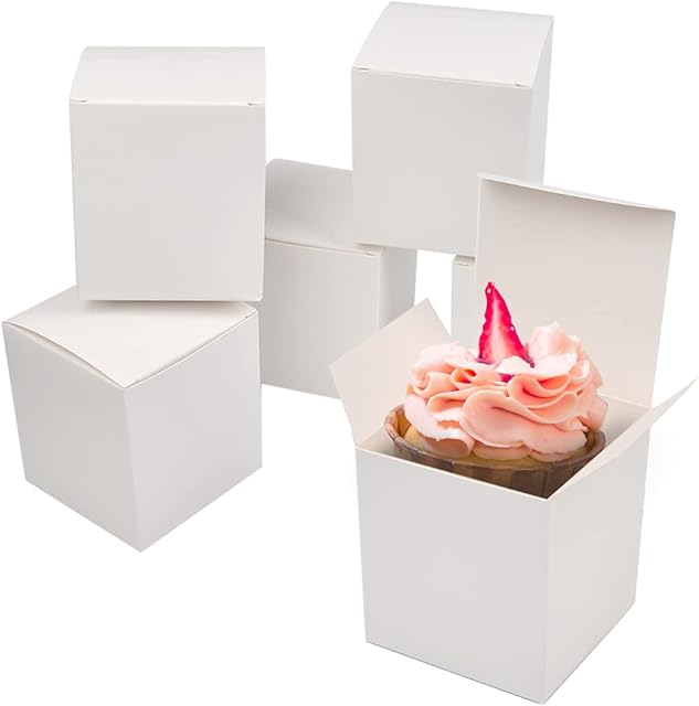 NA 50 PCS Gift Boxes, 10x9x9 cm White Present Boxes, Easy-to-Install Papery Gift Boxes with Lids for Biscuit Cupcake Boxes, Party Wedding Gift Ornaments Boxes, Easy Assemble Boxes