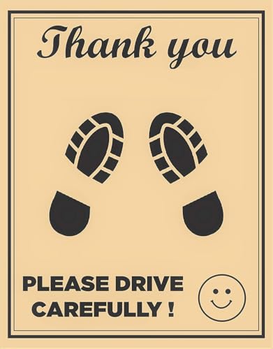 Image of Disposable Paper Foot Mat for Car [Thank You Please Drive Carefully] (Brown)(18X23 Inches) (Pack of 50)