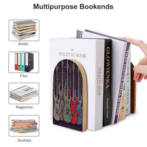 Sujetalibros de madera antideslizante para evitar caídas de libros en estantes 4