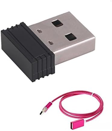 Mini Size ANT+ Dongle USB Stick Adapter with Free USB 2.0 Male to Female Extension Nylon Fabric Braided Cable 1 m / 3.3 Feet (Rose Red)