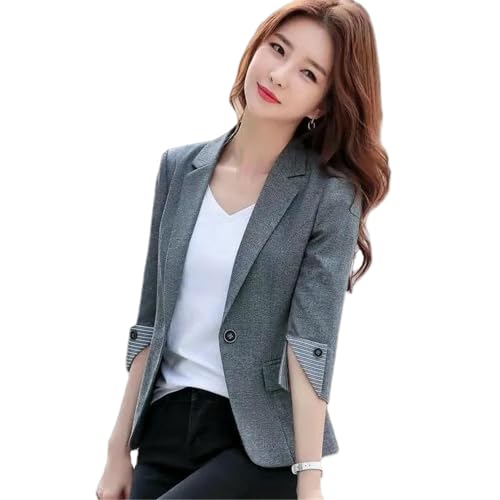 Blazer en lin femme coupe coréenne veste manches 3/4 finitions soignées