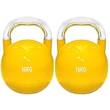 ZYCSKTL Kettlebells Male And Female Fitness Equipment Kettlebells, Steel Paint Competition Kettlebells, High-end All-steel Competition Kettlebells (Color : 16kg*2 yellow)