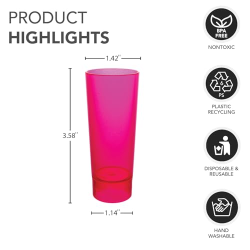 Party Essentials Hard Plastic 2-Ounce Shot Glasses/Shooters, 20 Count, Neon Pink by Party Essentials - Used condition - Image 2