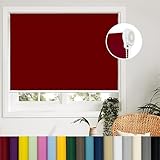 Estor Enrollable Noche y día, 105 x 200 cm Proteccion Solar, Stores Noche y día Estor Tela Estor Liso con Revestimiento de Color a Juego, para Puertas y Ventanas, Rojo