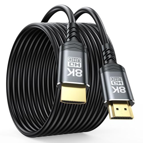 DoroJepi 8K Long HDMI Cable 20FT/6M, HDMI 2.1 High Speed 48Gbps Shielded Cord (in-Wall CL3 Rated, 8K@60Hz, 4K@120Hz, HDCP2.2&2.3, HDR, eARC) for Roku TV/PS5/Laptop/Monitor/HDTV/PC