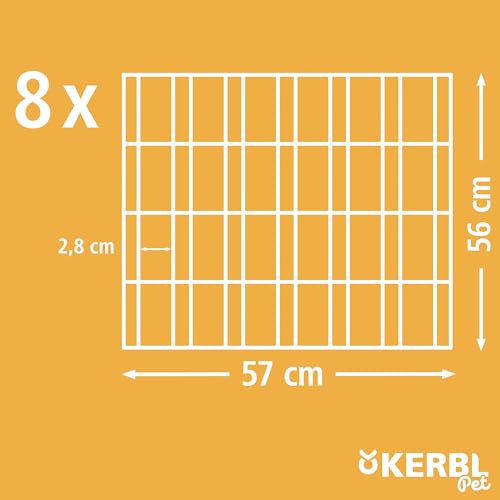 Kerbl Pet Freigehege, Auslauf, 8 Gitterelemente á 57x56 cm, Metall verzinkt, mit Abdeckung und Sonnenschutz, erweiterbar