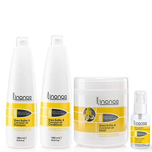 Linange Shea Butter & Coconut Oil Shampoo & Conditioner & Mask (1000ml) & Serum Set