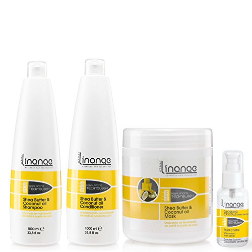 Linange Shea Butter & Coconut Oil Shampoo & Conditioner &  (1000ml) & Serum Set