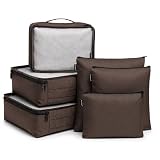 Brookstone Packing Cubes - 6 Piece Compression Packing Cubes for Travel - Tear Resistant Travel Essentials Bag Organizer Set, Velvet Brown