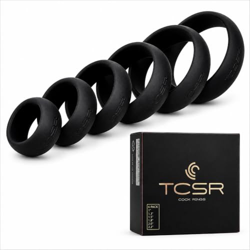 TCSR 6 Different Size Cock Rings - Medical Grade Soft Silicone Penis Rings - Better Sex