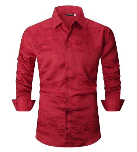 Alex Vando Mens Luxury Satin Dress Shirt Long Sleeve Silk Shiny Sateen Party Shirt