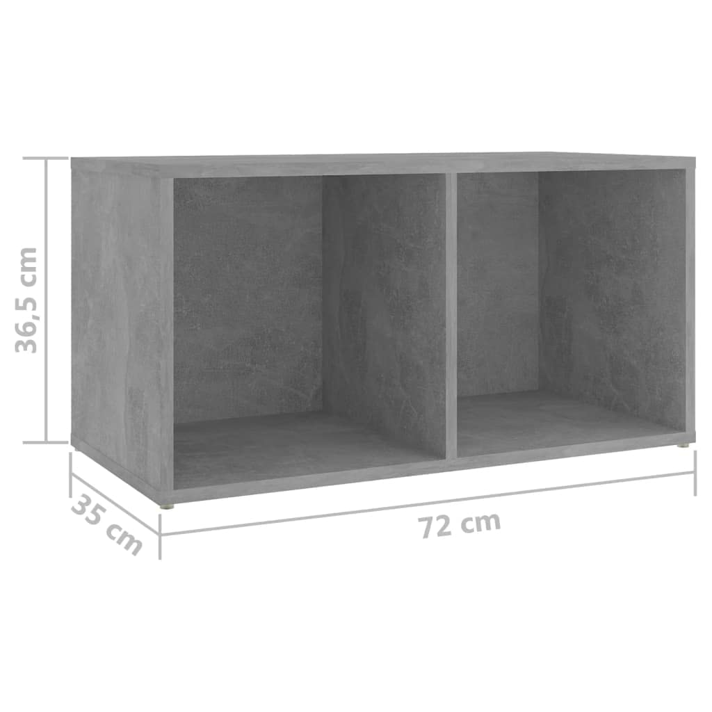 Szafka pod telewizor, zestaw 2 szt., kolor szary betonowy, 72 x 35 x 36,5 cm, materiał drewnopochodny, szafka pod telewizor, meble multimedialne z 2 przegródkami na odbiornik, do mieszkania