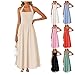 Women's Summer Sleeveless Halter Midi Dress Backless Swing A Line Evening Party Long Dress Fashion High Waist Dresses Pink