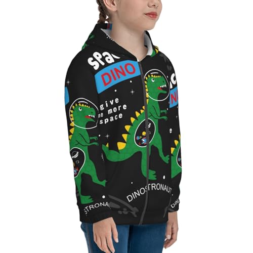 Space Dino Cartoon Black Kids Pullover Hoodies Boys Zip Up Sweatshirts Girls Athletic Clothes with Pocket4
