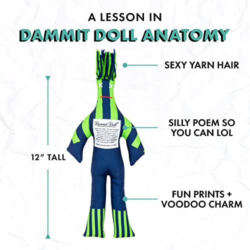 Dammit Doll - Win The Contender - Navy & Lime - Stress Relief - Gag Gift - Sports Teams #TOP3