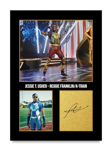 Foto firmada de Jessie T. Usher como A-Train en The Boys, lámina de colección A4 sin marco