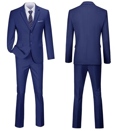 Mens 2 Piece Suit Set Slim Fit 2 Button Dress SuitsTuxedo Set Wedding Blazer Jacket Pants Tie Business Party Prom Suit3