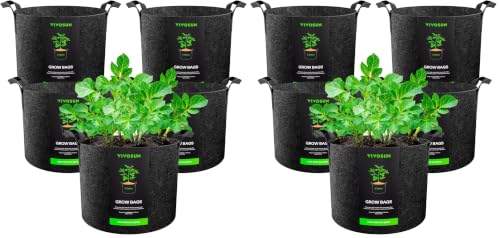 Image of VIVOSUN 10-Pack 5 Gallon Grow Bags Heavy Duty 300G Thickened Nonwoven Plant Fabric Pots with Handles
