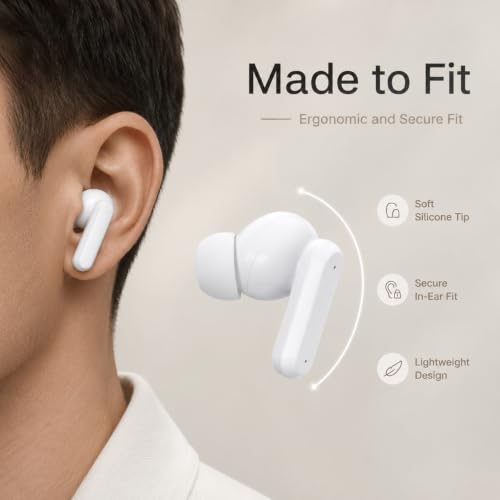 Image of True Wireless Bluetooth Earbuds with 60 Hours Total Playback, Bluetooth 5.3, Deep Bass, ENC Calling Mic, Touch Controls, USB Type-C Fast Charging, in-Ear TWS Earphones White