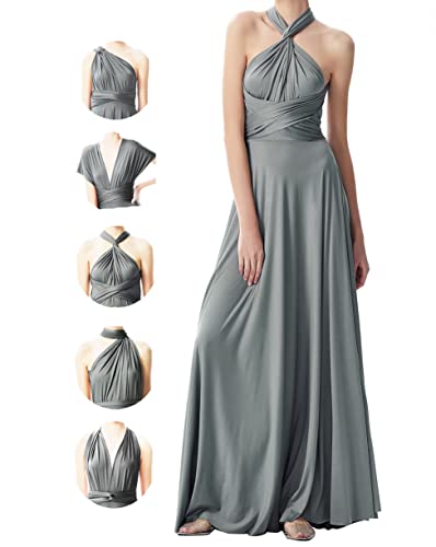 Image of Multi-Way Wrap Infinity Maxi Dress for Bridesmaids & Wedding Guest | 31 Colors for All Wedding Themes, One Size & Plus, 1 Dress for Any Events, Evening, Prom, Gala, Non-See-Through, Wrinkle-Free